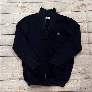 Lacoste Kids Dark Navy 100% Cotton Zip-up Sweater Cardigan
